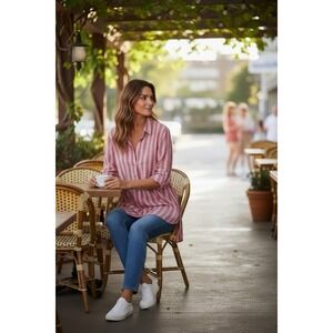 Boden Pink Striped Button Down Shirt